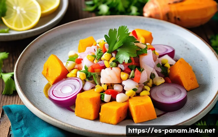 세비체 vs 티라디토 - A vibrant and colorful plate of traditional Peruvian ceviche served on a rustic ceramic dish, featur...