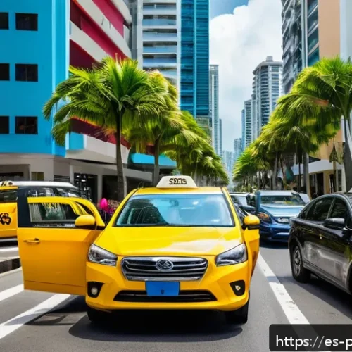 파나마의 안전한 여행 팁 - A vibrant street scene in Panama City showing a diverse group of tourists and locals using authorize...